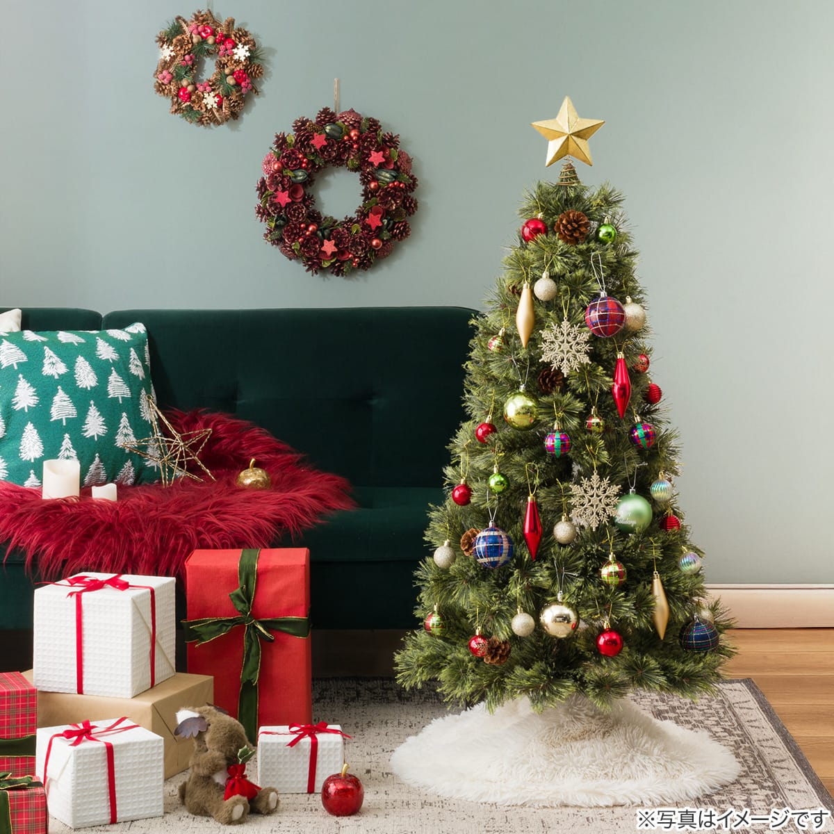 120cmツリー用】クリスマスオーナメントボールセット 36個 Red×Green