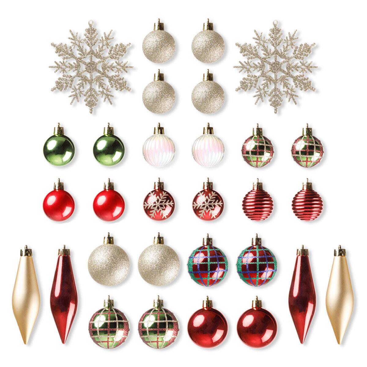 120cmツリー用】クリスマスオーナメントボールセット 36個 Red×Green