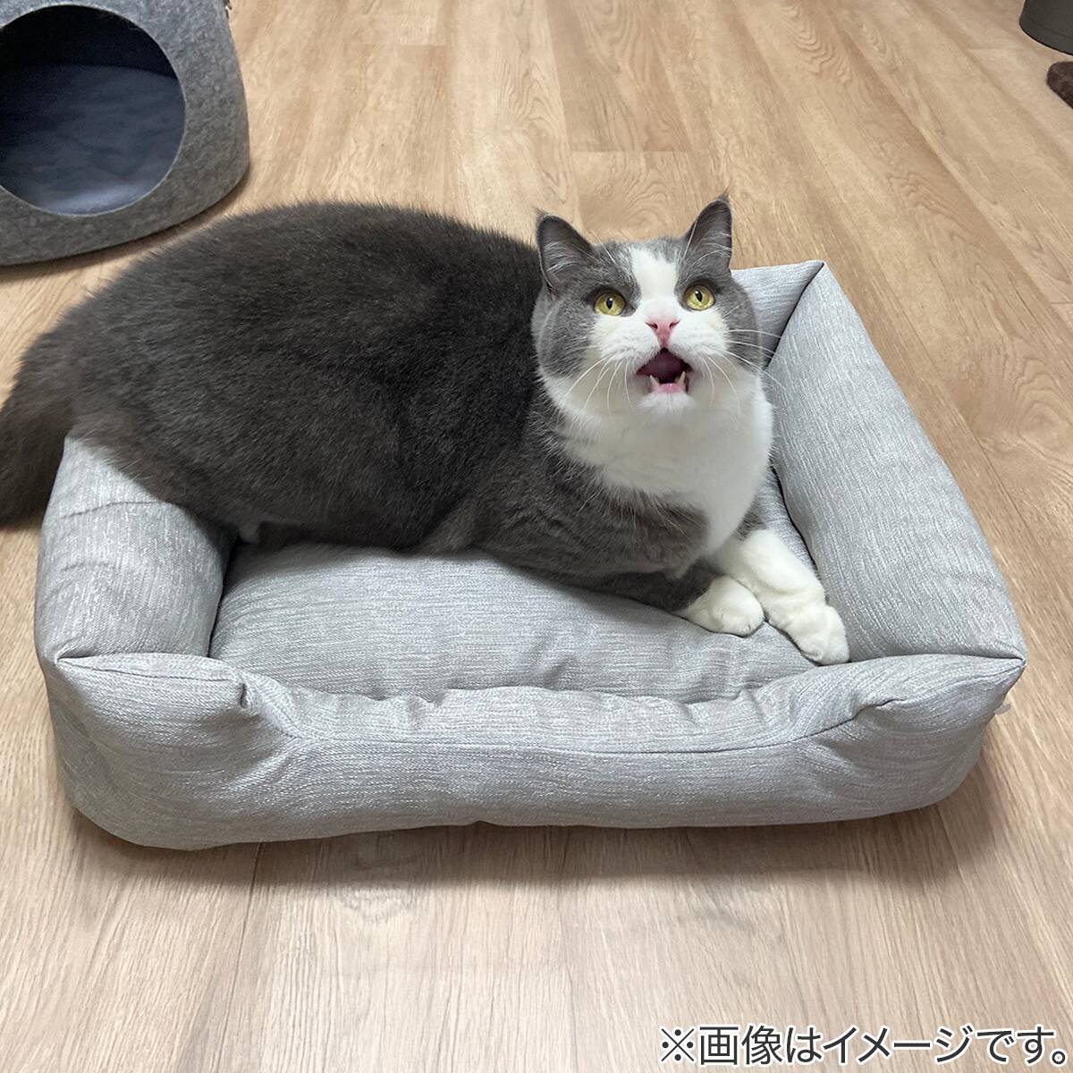 引っかき傷・汚れに強い ペットベッド(Nシールド 四角M グレー