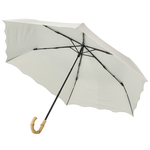 裏地がアイボリー色のUVウェーブ折傘(アイボリー YH5985) 4枚目画像