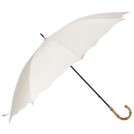 裏地がアイボリー色のUVウェーブ長傘(アイボリー YH5985) 1枚目画像