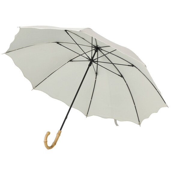 裏地がアイボリー色のUVウェーブ長傘(アイボリー YH5985) 4枚目画像