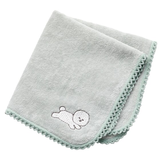ハンドタオル(デコイヌ刺繍 グリーン VD26) 1枚目画像
