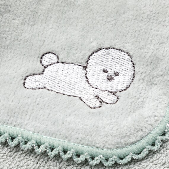 ハンドタオル(デコイヌ刺繍 グリーン VD26) 5枚目画像