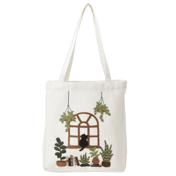 トートバッグ(ネコ刺繍) 2枚目画像