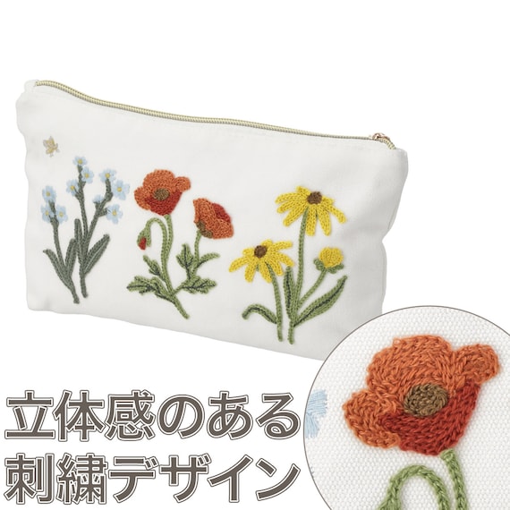 ポーチ(花刺繍) 2枚目画像