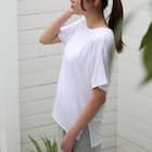 モダール半袖Tシャツ レディース ホワイト M 1枚目画像