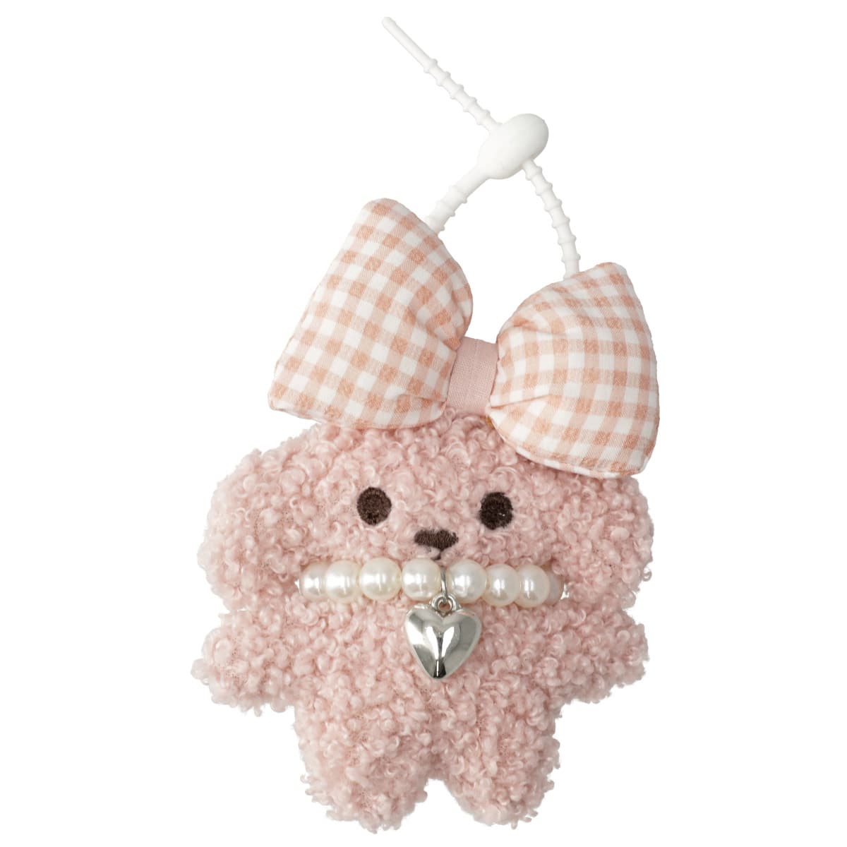 【甘ロリホイップ♡千鳥柄×ぴんくねこ】16cm おすわりぬい服 バッグチャーム チャーム(イヌ リボン ピンク) | ニトリネット【公式】 家具