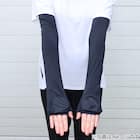 UVカット 冷感 指先カバー付きアームカバー(ブラック TY26) 4枚目画像