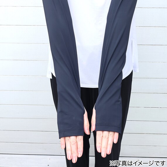 UVカット 冷感 ロングアームカバー(ブラック TY26) 2枚目画像