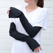 UV冷感リブフリル ロングアームカバー(ブラック TY26)