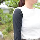 UVカット 冷感 リブフリル ロングアームカバー(ブラック TY26) 5枚目画像