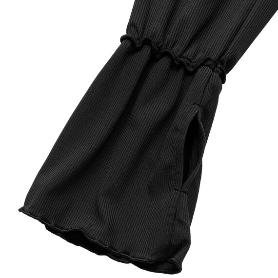 UVカット 冷感 リブフリル ロングアームカバー(ブラック TY26) 7枚目画像