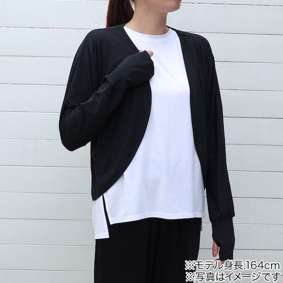 UVカット 冷感 リブボレロ(ブラック TY26) 2枚目画像