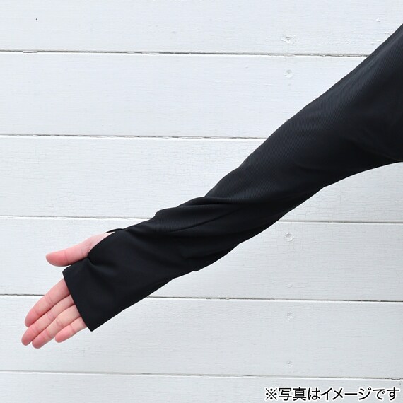 UVカット 冷感 リブボレロ(ブラック TY26) 4枚目画像
