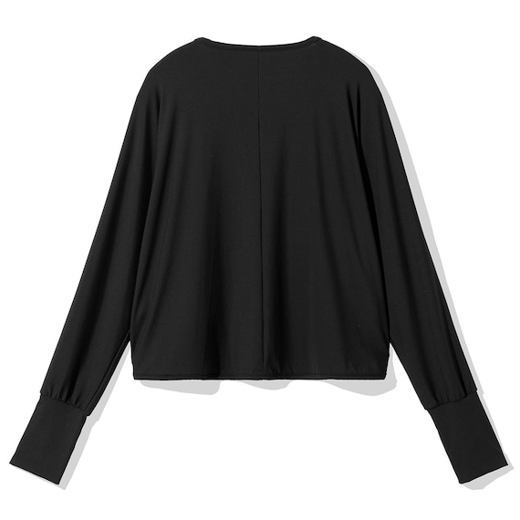 UVカット 冷感 リブボレロ(ブラック TY26) 6枚目画像