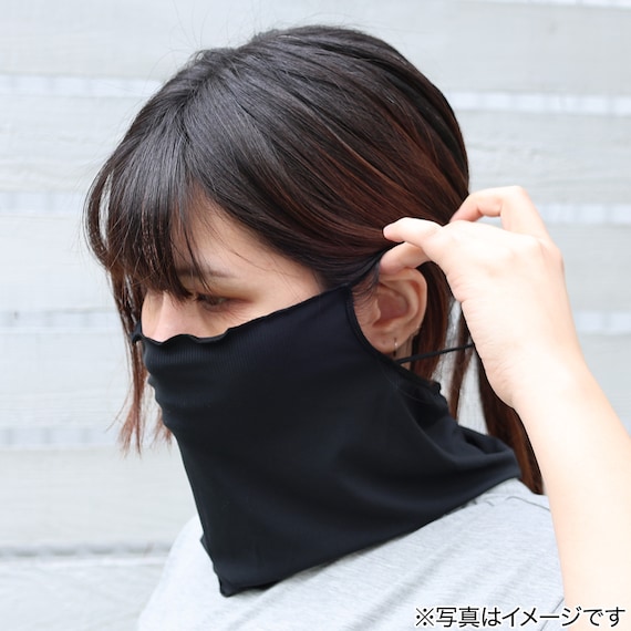 UVカット 冷感 リブネックカバー(ブラック TY26) 2枚目画像