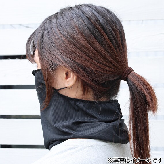 UVカット 冷感 リブネックカバー(ブラック TY26) 3枚目画像