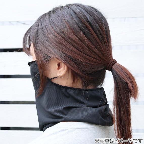 UVカット 冷感 リブネックカバー(ブラック TY26) 3枚目画像