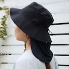UVカットサファリハット 首カバー付き(ブラック TY26) 1枚目画像