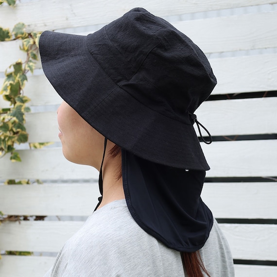 UVカットサファリハット 首カバー付き(ブラック TY26) 1枚目画像