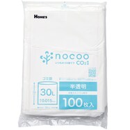 【島忠ホームズ商品】ゴミ袋 (半透明 容量入り30L 100枚 厚さ0.015mm 炭酸カルシウム入り TC3015)