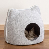 【島忠ホームズ商品】キャットハウス猫型 ライトグレー