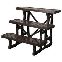 【島忠ホームズ商品】フラワースタンド 3段 (W600mm ブラウン)