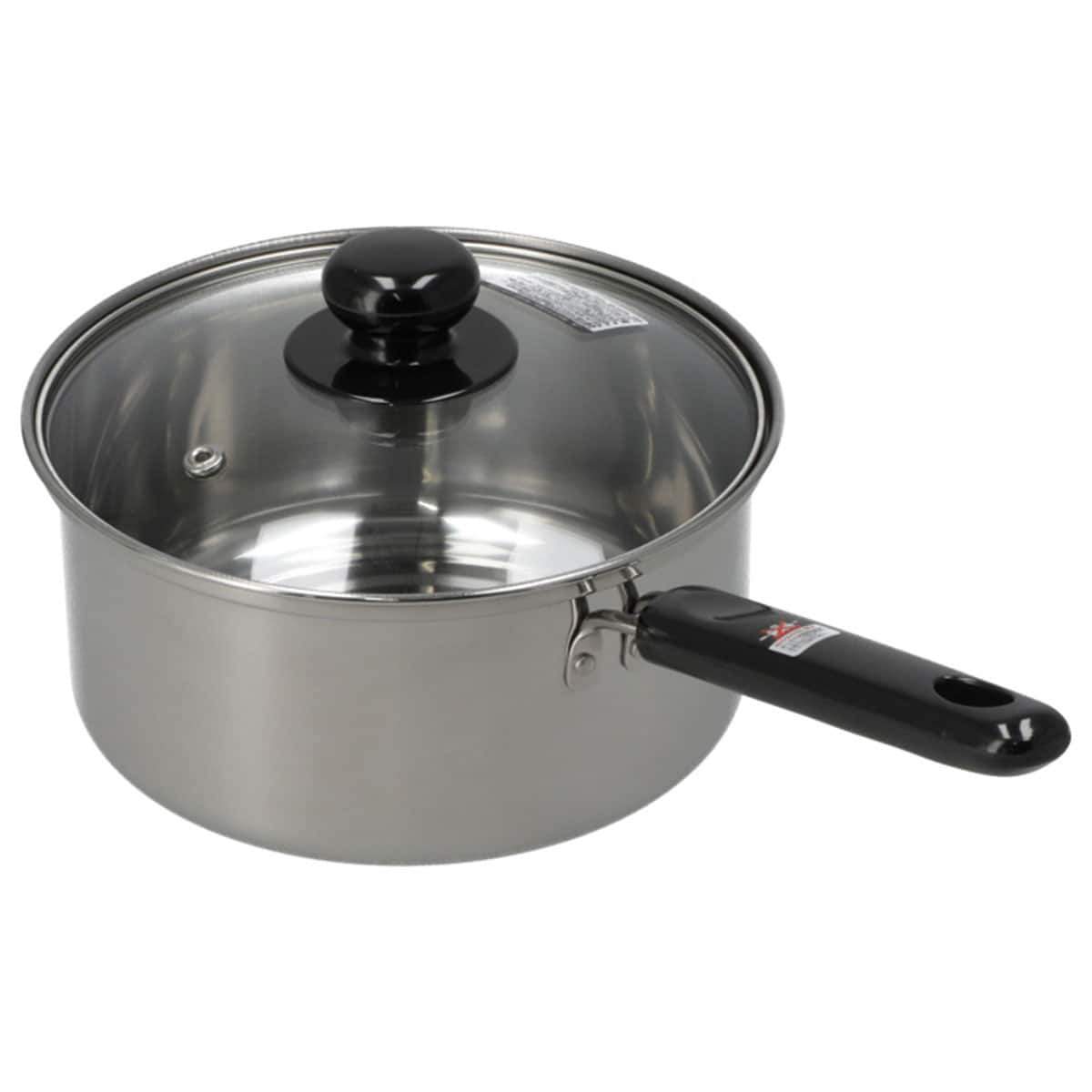 IH・ガス火 ステンレス製ガラス蓋付き 片手鍋 18cm (YH18)【島忠