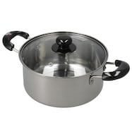 【島忠ホームズ商品】IH・ガス火 ステンレス製ガラス蓋付き 両手鍋 (YH20)