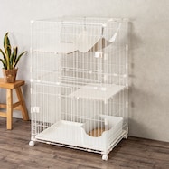 【島忠ホームズ商品】お掃除らくらくキャットケージ2段