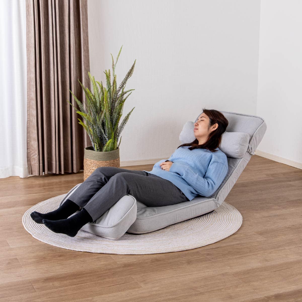 フラッフィーチェア マーヴェラス スツール ベルベット 家具 腰掛 ライトグレー ゲーミング座椅子 ワイド (VER2 ライトグレー)【島忠ホームズ商品