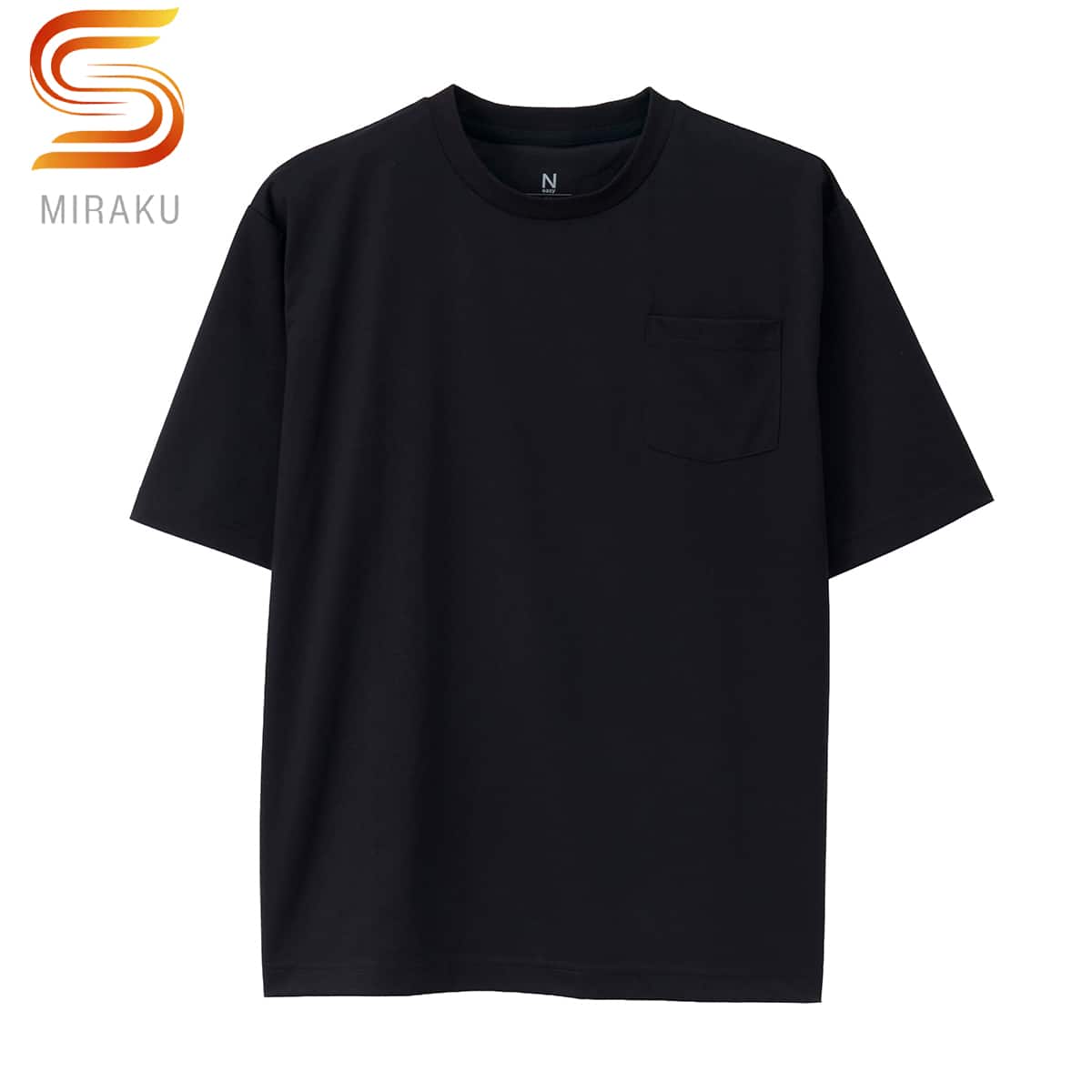 リカバリーTシャツ 半袖クルーポケット Sミラク(BK M)【一般医療機器