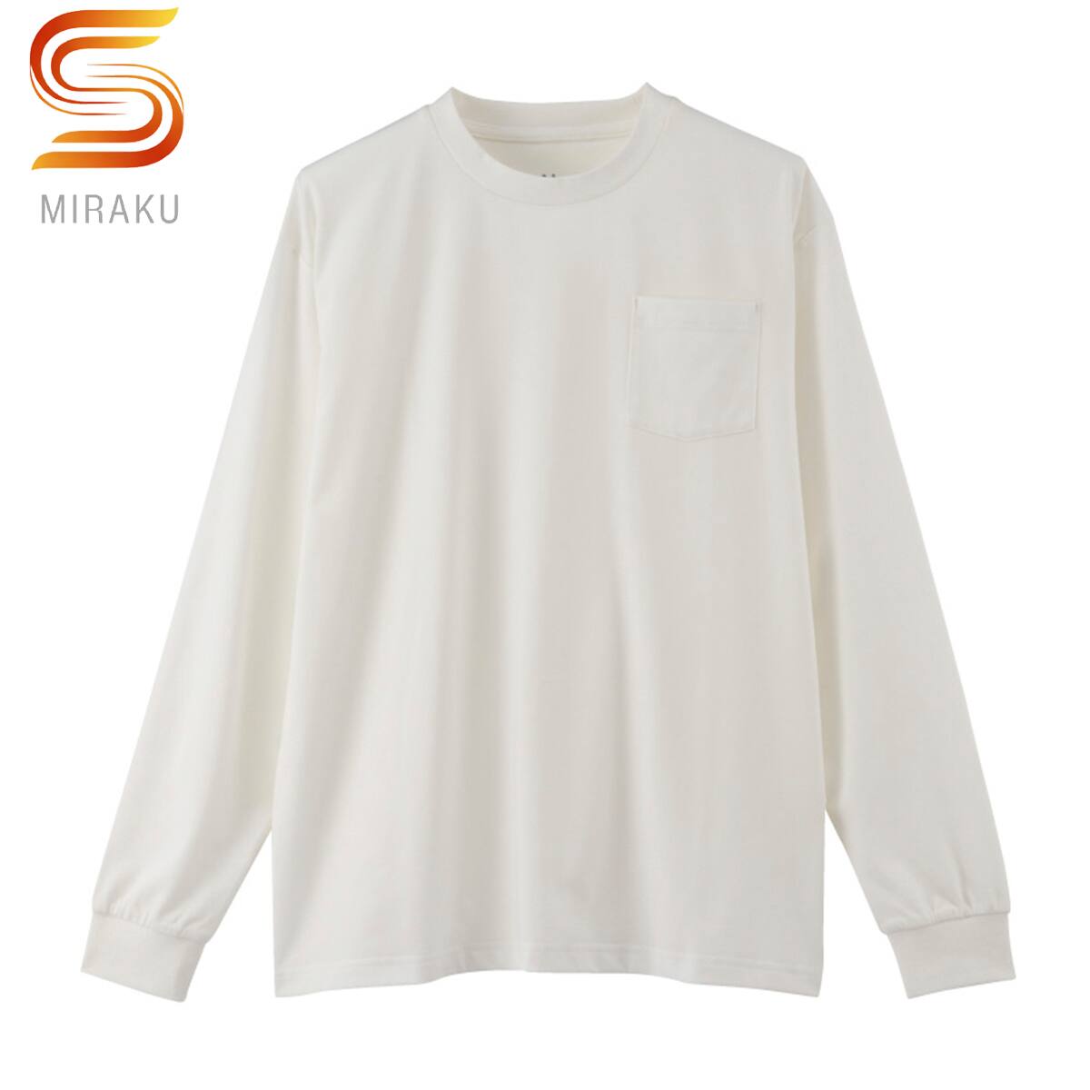 リカバリーTシャツ 長袖クルーポケット Sミラク(WH M)【一般医療機器