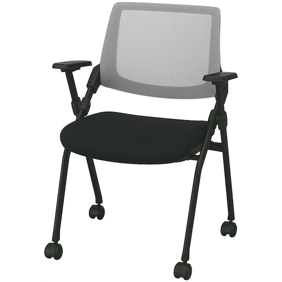 ミーティングチェア(X-16AW2 肘付き BK/GY) 1枚目画像