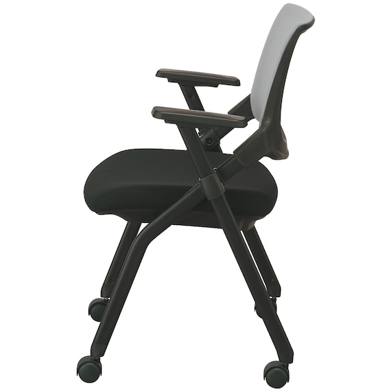 ミーティングチェア(X-16AW2 肘付き BK/GY) 3枚目画像