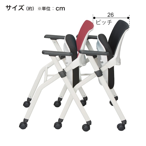 ミーティングチェア(X-16AW2 肘付き BK/GY) 15枚目画像