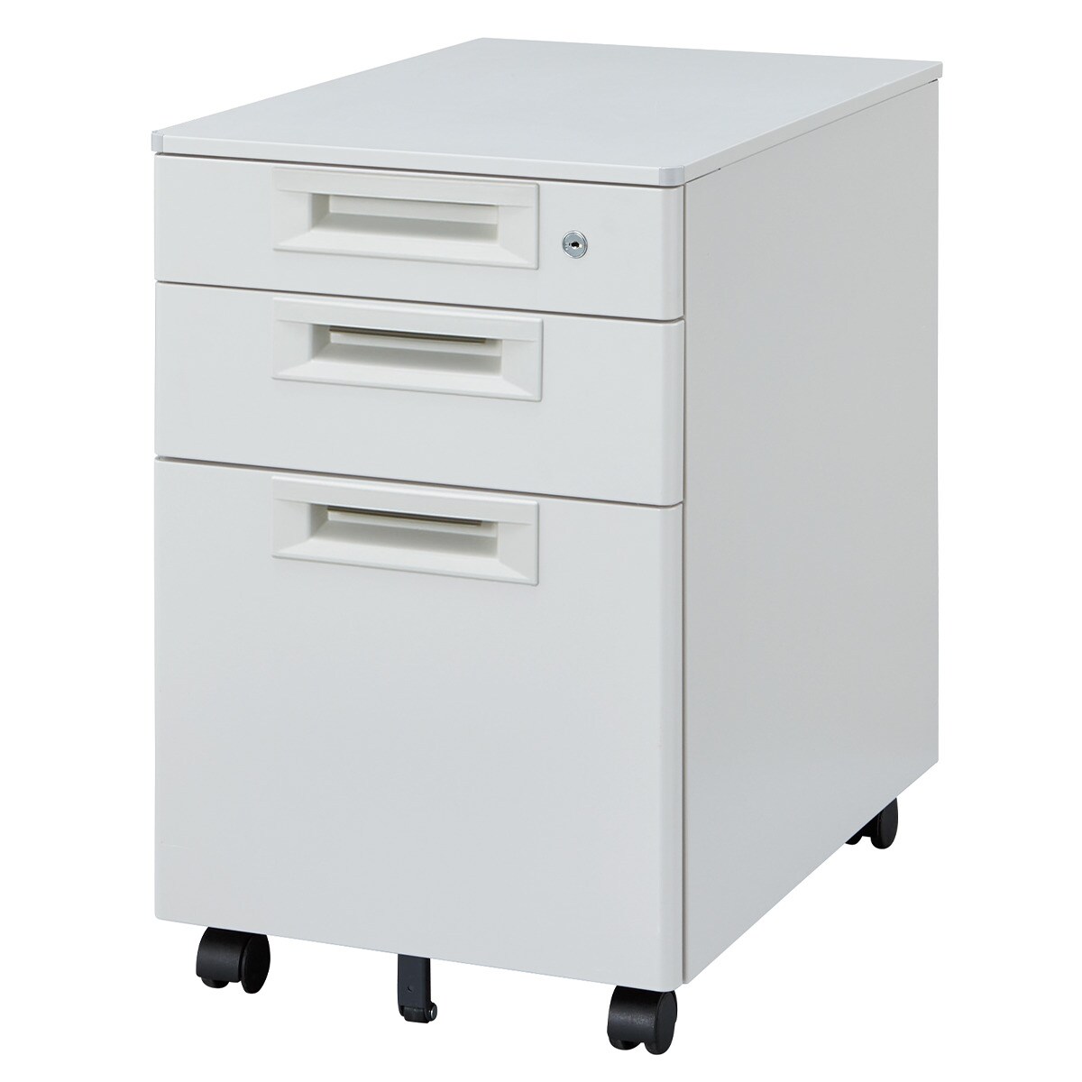 新品未開封 Tvilum ワーナーデスク 引き出し4個付き グレーホワイト 脇机 2段 幅400×奥行700mm デスクワゴン 鍵付き LD-WD2（商品番号：ld