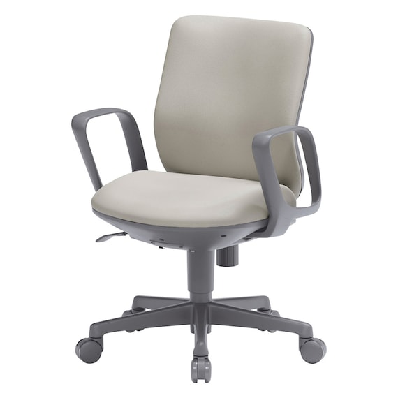 オフィスチェア(OA-3115 ローバック PVC 肘付き LGY) 1枚目画像