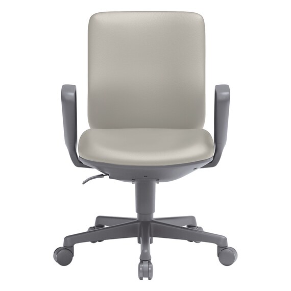 オフィスチェア(OA-3115 ローバック PVC 肘付き LGY) 2枚目画像