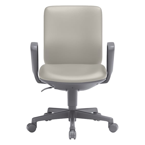 オフィスチェア(OA-3115 ローバック PVC 肘付き LGY) 2枚目画像