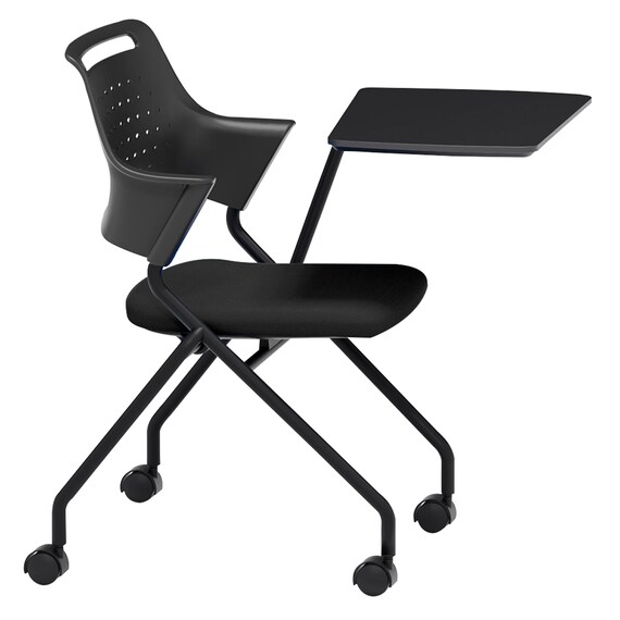 ミーティングチェア(MC587TLB 背:樹脂 左側メモ台付き BK) 2枚目画像