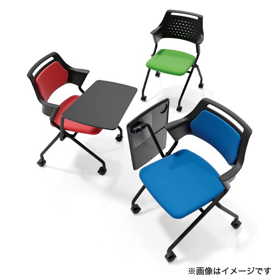 ミーティングチェア(MC597TRB 背:パッド 右側メモ台付き BK) 6枚目画像