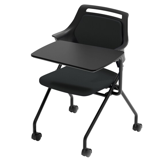 ミーティングチェア(MC597TLB 背:パッド 左側メモ台付き BK) 1枚目画像