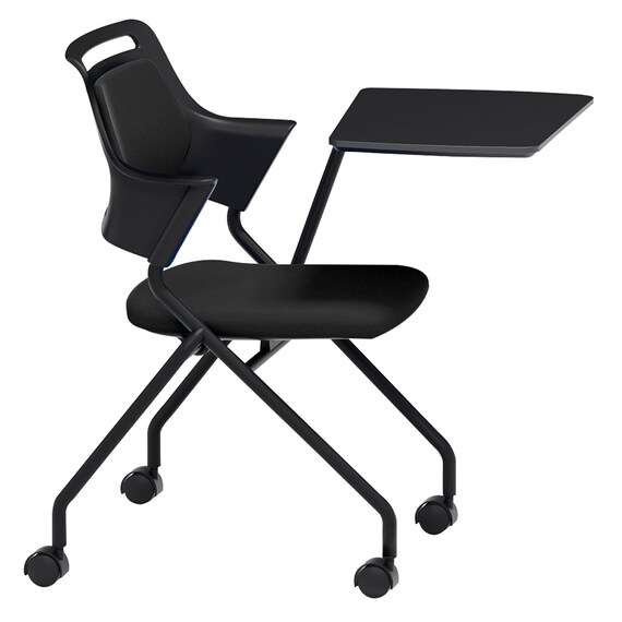 ミーティングチェア(MC597TLB 背:パッド 左側メモ台付き BK) 2枚目画像