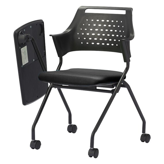 ミーティングチェア(MC587TRB PVC 背:樹脂 右側メモ台付き BK) 2枚目画像