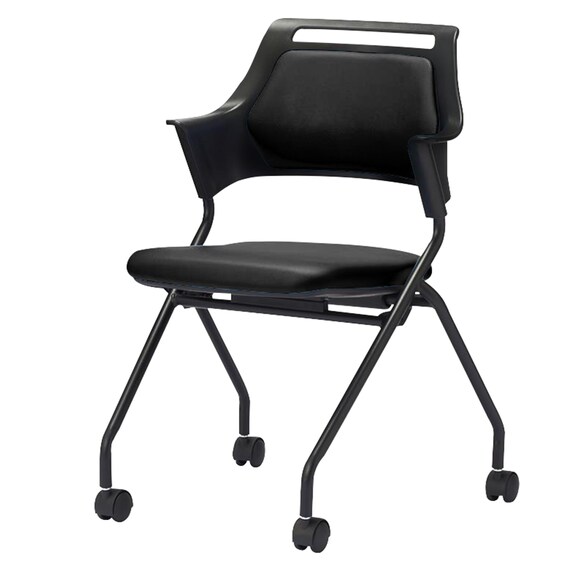 ミーティングチェア(MC597B PVC 背:パッド BK) 1枚目画像