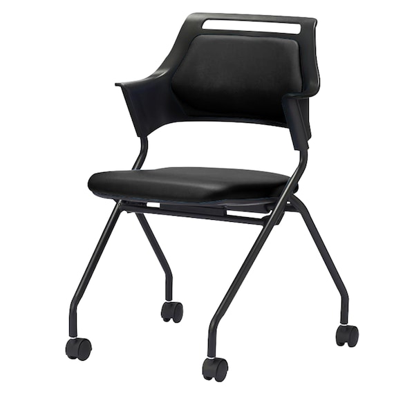 ミーティングチェア(MC597B PVC 背:パッド BK) 1枚目画像