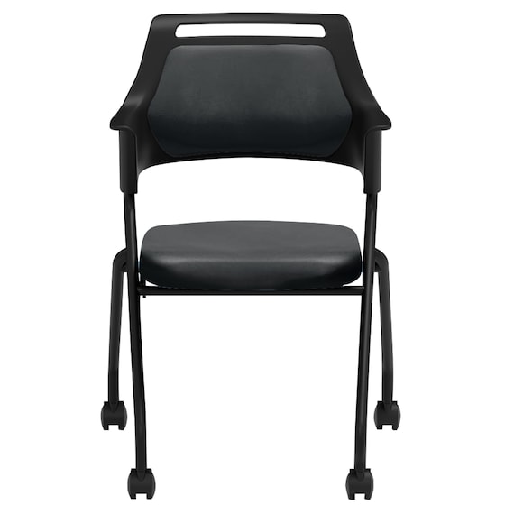 ミーティングチェア(MC597B PVC 背:パッド BK) 2枚目画像