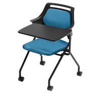 ミーティングチェア(MC597TLB PVC 背:パッド 左メモ台付き)